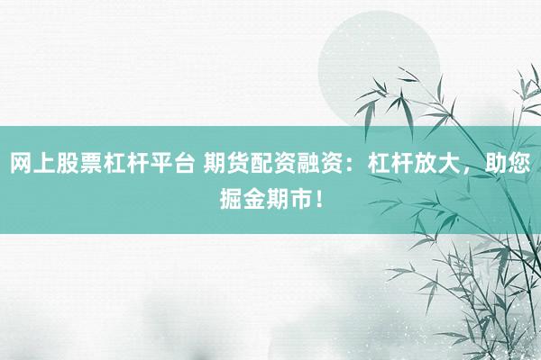 网上股票杠杆平台 期货配资融资：杠杆放大，助您掘金期市！