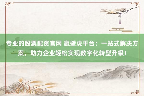 专业的股票配资官网 赢壁虎平台：一站式解决方案，助力企业轻松实现数字化转型升级！