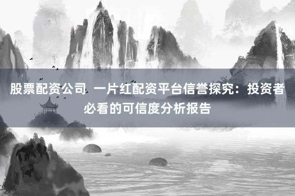股票配资公司 一片红配资平台信誉探究:投资者必看的可信度分析报告