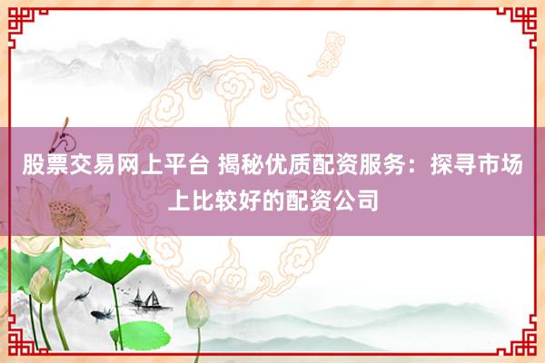 股票交易网上平台 揭秘优质配资服务：探寻市场上比较好的配资公司
