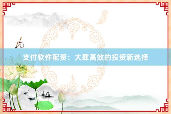 支付软件配资：大肆高效的投资新选择