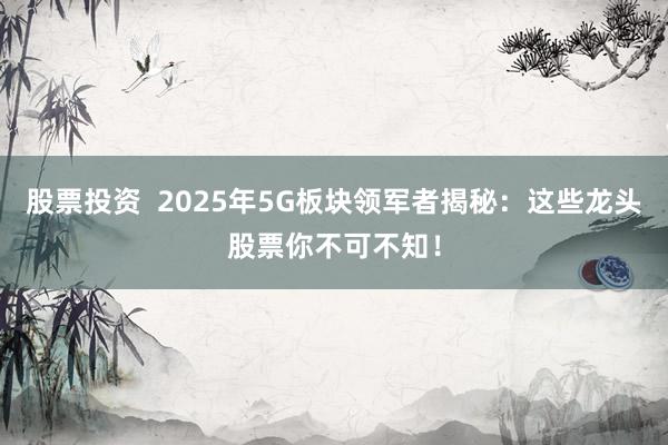 股票投资  2025年5G板块领军者揭秘：这些龙头股票你不可不知！