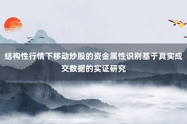 结构性行情下移动炒股的资金属性识别基于真实成交数据的实证研究