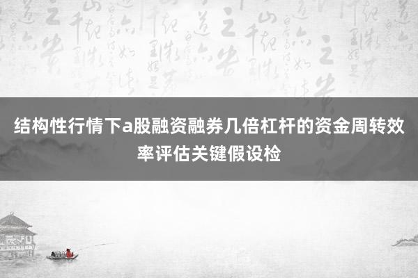 结构性行情下a股融资融券几倍杠杆的资金周转效率评估关键假设检