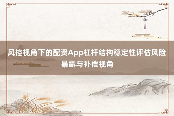 风控视角下的配资App杠杆结构稳定性评估风险暴露与补偿视角