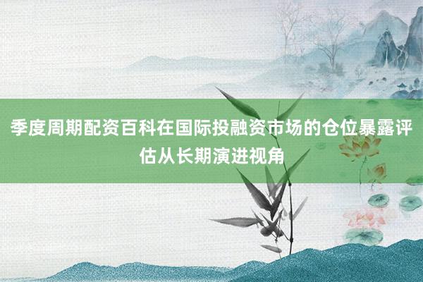 季度周期配资百科在国际投融资市场的仓位暴露评估从长期演进视角