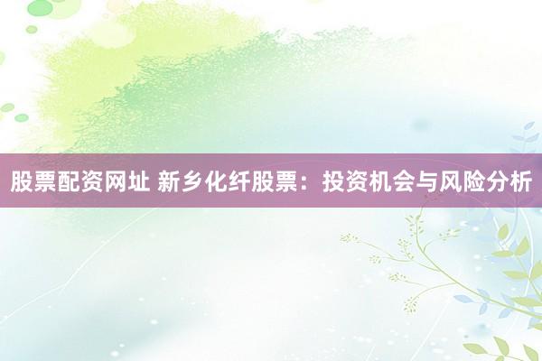 股票配资网址 新乡化纤股票：投资机会与风险分析